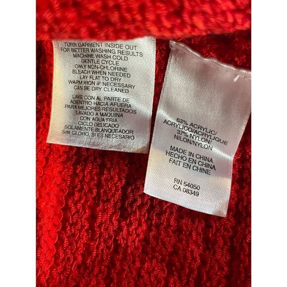 Jones New York Collection Red Short Sleeve One Button Closure Cardigan Size Peti - Picture 11 of 11